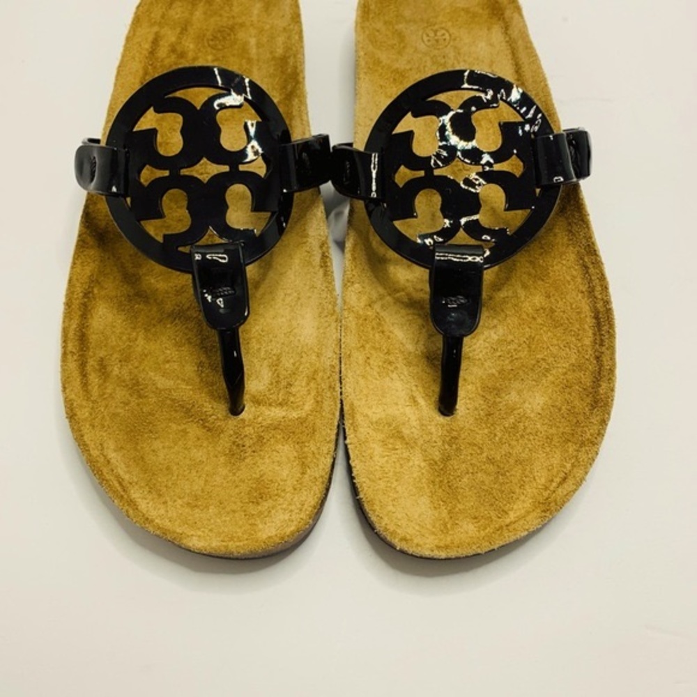 NWOB AUTH Sz. 8 Tory Burch Women Miller Cloud Patent Leather Cork Blac…